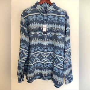 Polo Ralph Lauren Southwestern Aztec Cotton Jacquard Indigo Shirt Mens XXL NWT